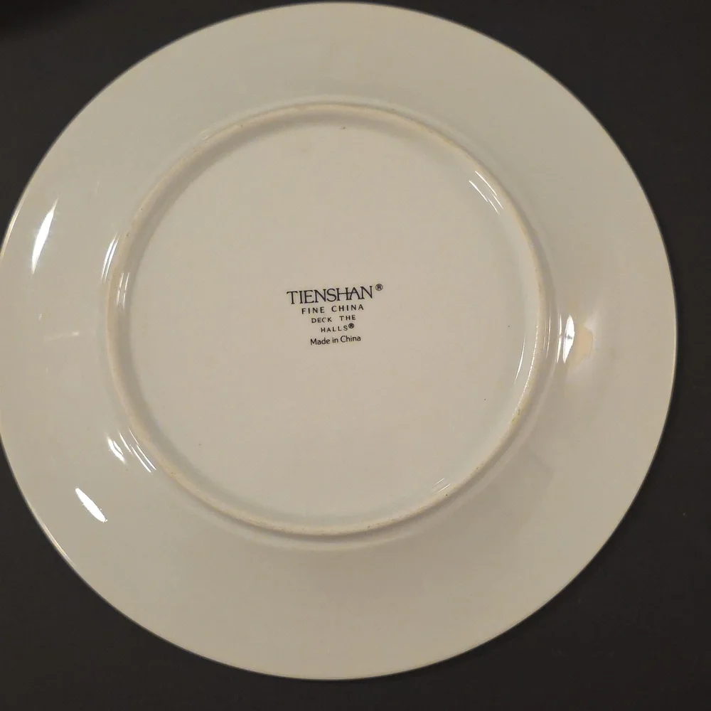 Vintage Tienshan DECK THE HALLS Plate China Salad Dessert Eight Maids A-Milking‎